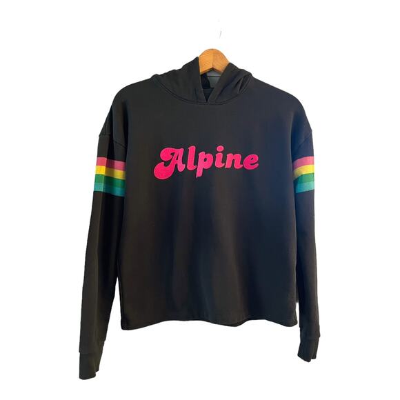 ANTHROPOLOGIE Alpine Back When Hoodie Sweatshirt Black Cotton Retro-chic XS EUC - Picture 2 of 8